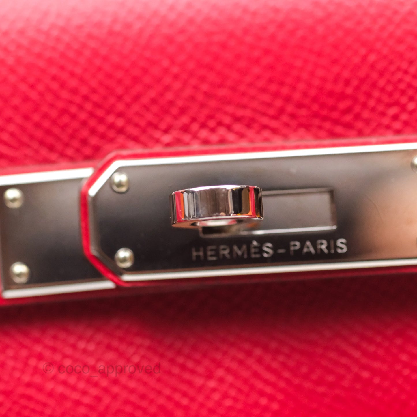 Hermès Kelly 32 Sellier Rouge Casaque Q5 Epsom Palladium Hardware