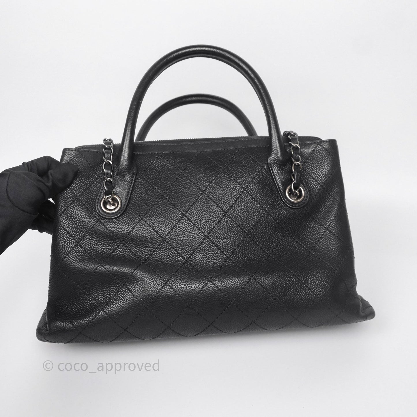 Chanel Quilted Shopping Tote Black Caviar Ruthenium Hardware