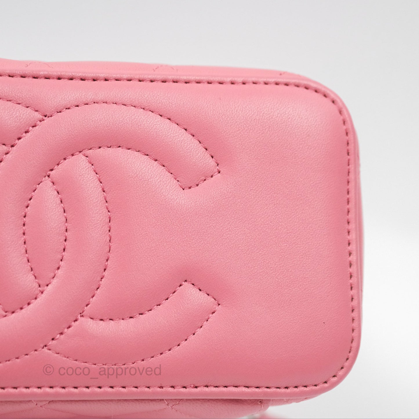 Chanel Vanity Rectangular Top Handle Pink Lambskin Gold Hardware