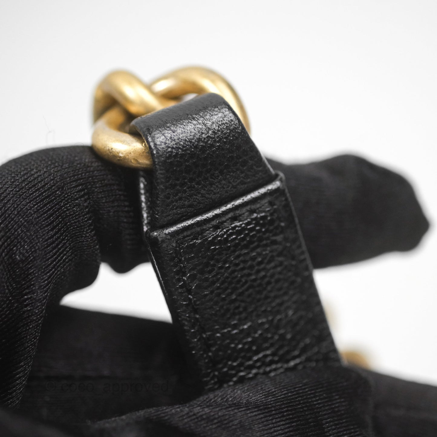 Chanel Medium Boy Chevron Black Caviar Aged Gold Hardware