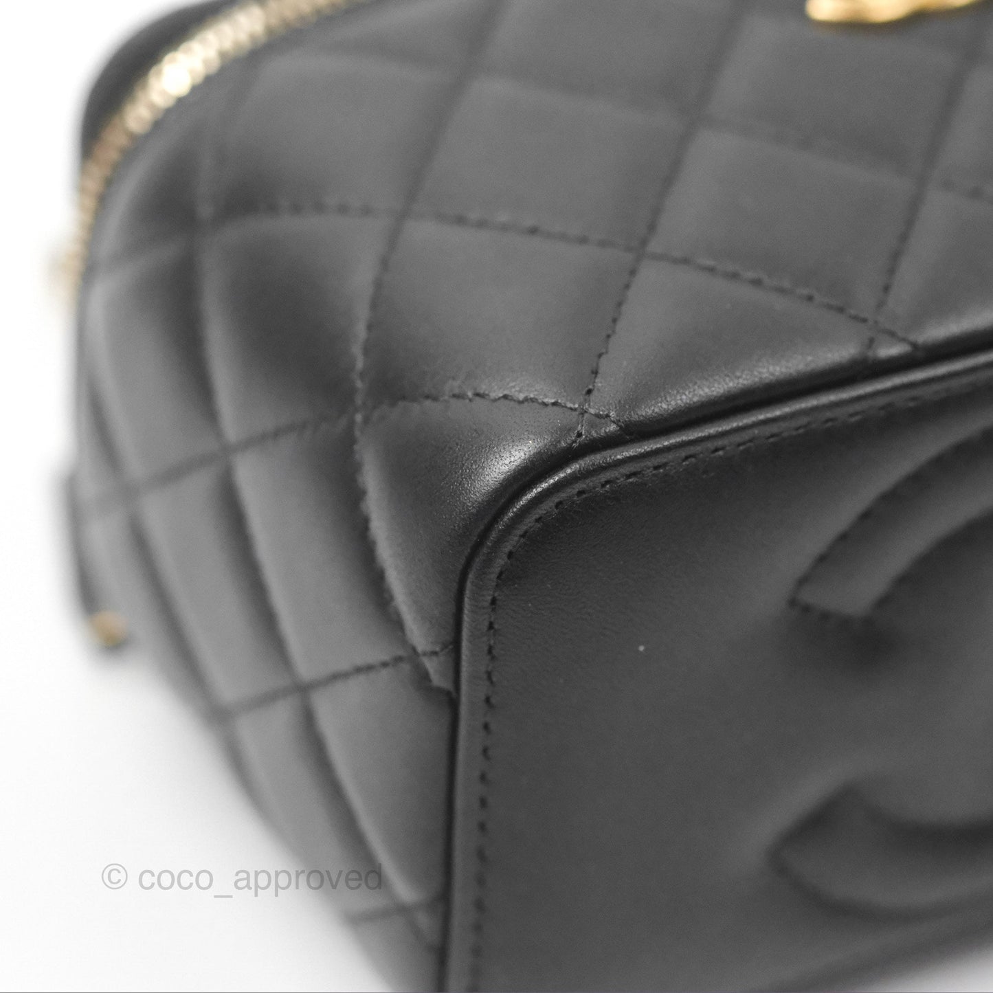 Chanel Top Handle Vanity Rectangular Black Lambskin Gold Hardware