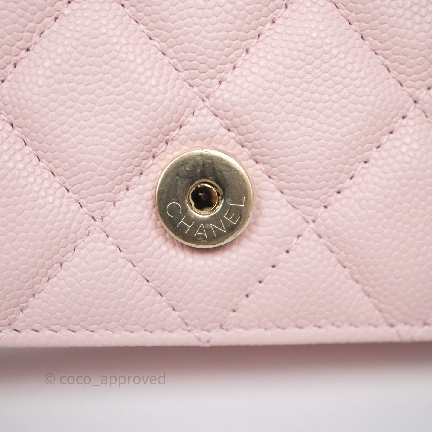 Chanel Mini Wallet With Chain Light Pink Caviar Gold Hardware