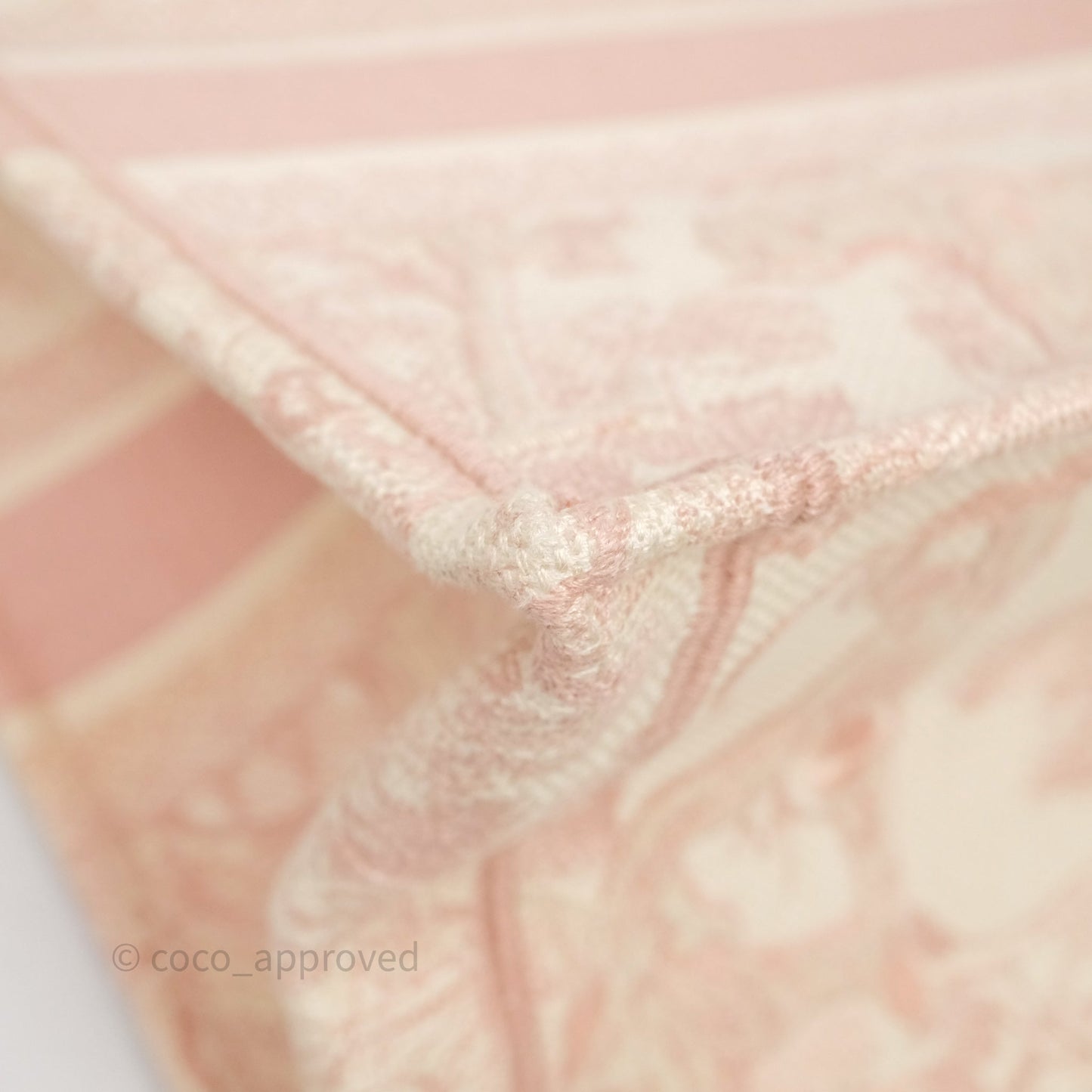Christian Dior Medium Book Tote Ecru and Pink Toile de Jouy Embroidery