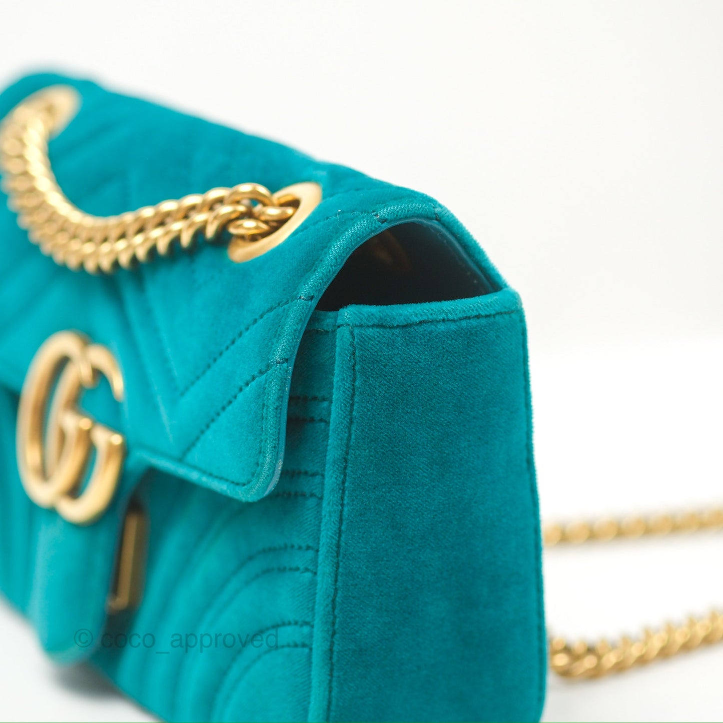 Gucci Mini Marmont Velvet Green Gold Hardware