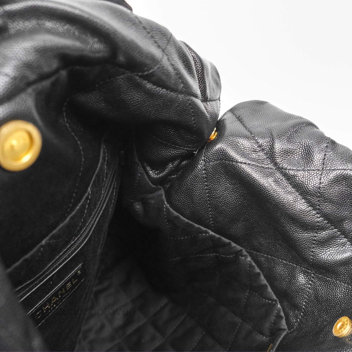 Chanel 22 Small Black Shiny Caviar Aged Gold Hardware