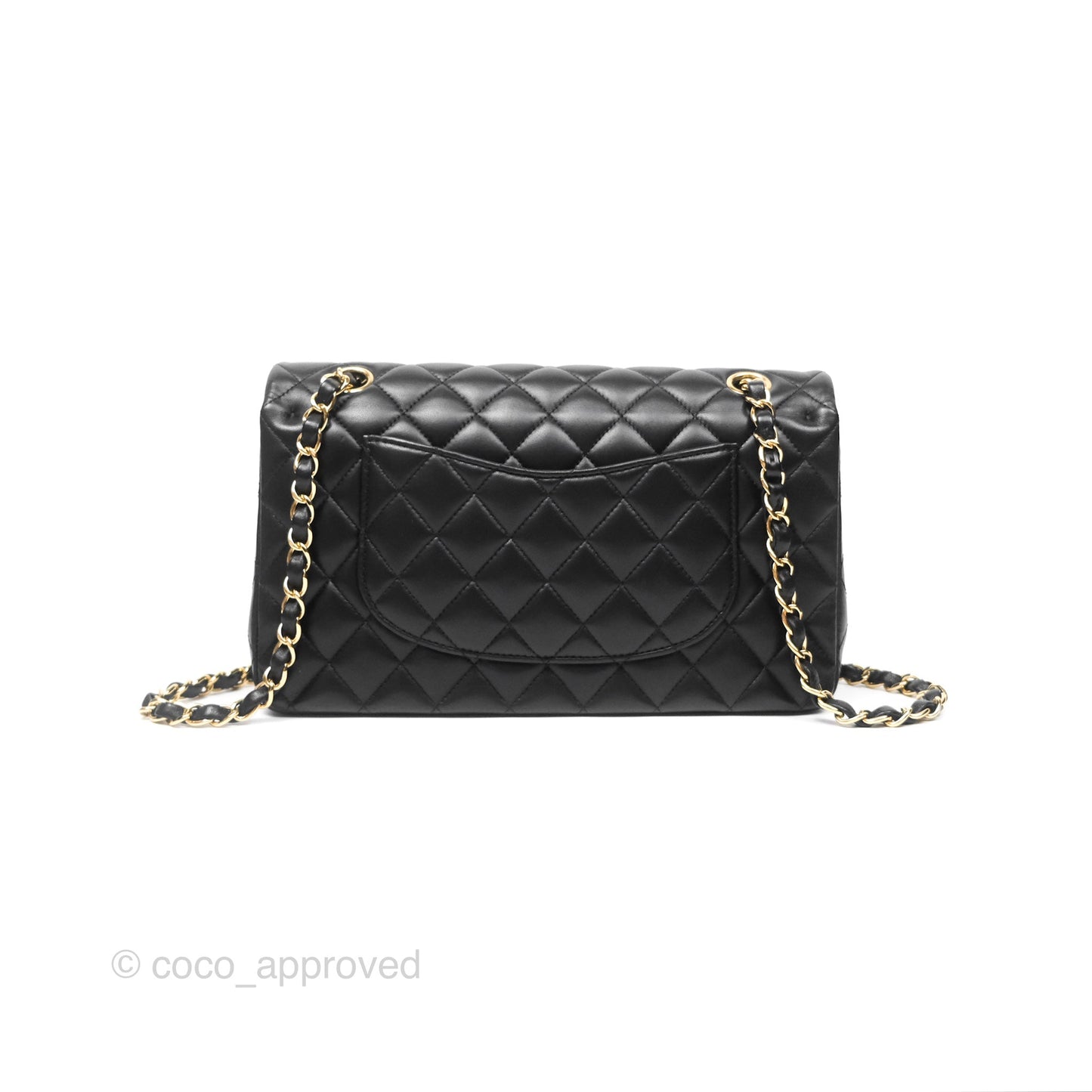 Chanel Classic M/L Medium Flap Quilted Black Lambskin Gold Hardware