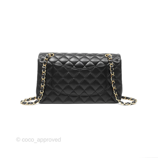 Chanel Classic M/L Medium Flap Quilted Black Lambskin Gold Hardware