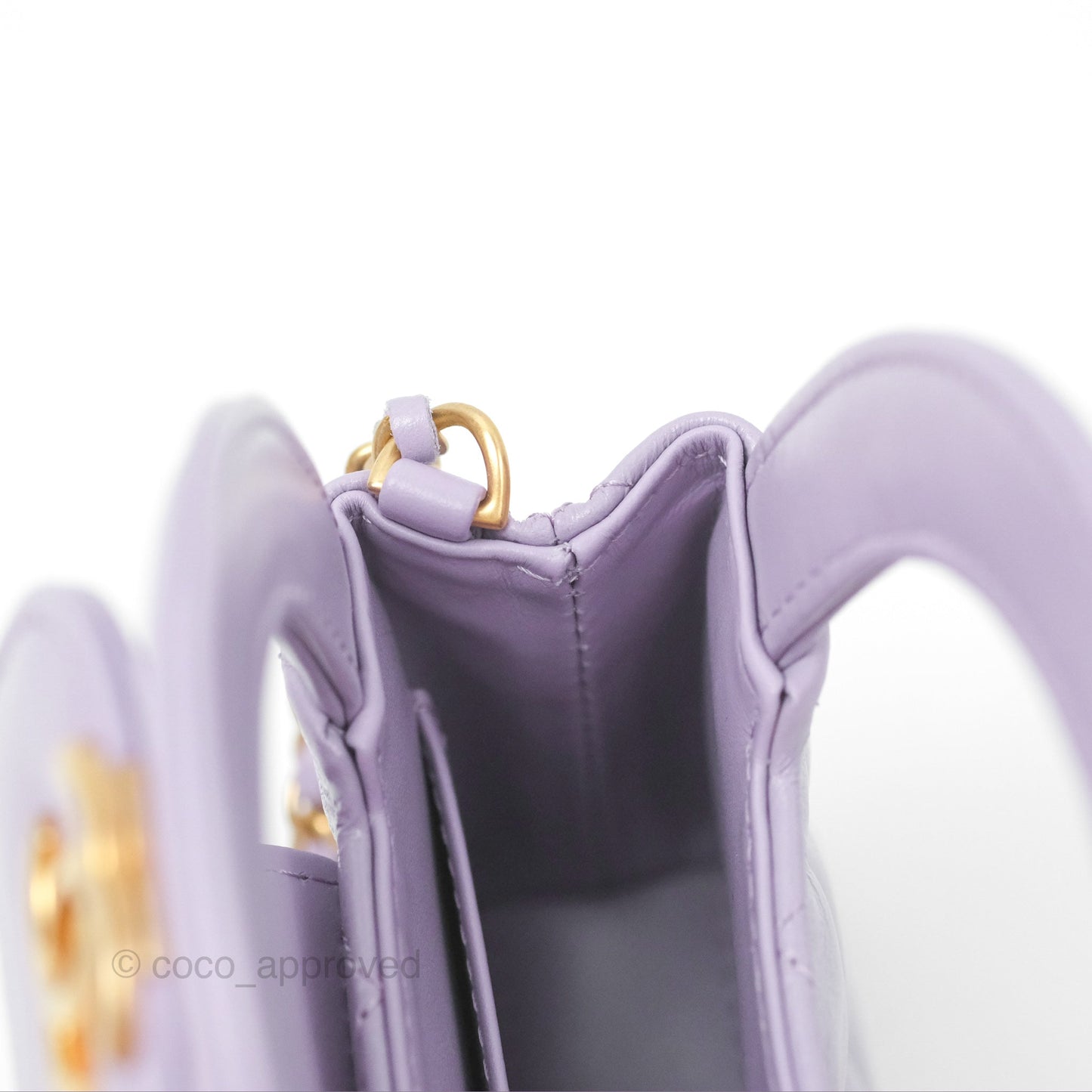Chanel Mini Nano Kelly Bag Purple Shiny Calfskin Aged Gold Hardware