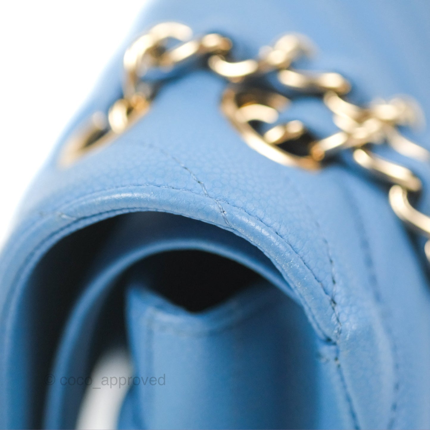 Chanel Small Classic Flap Chevron Blue Caviar Gold Hardware