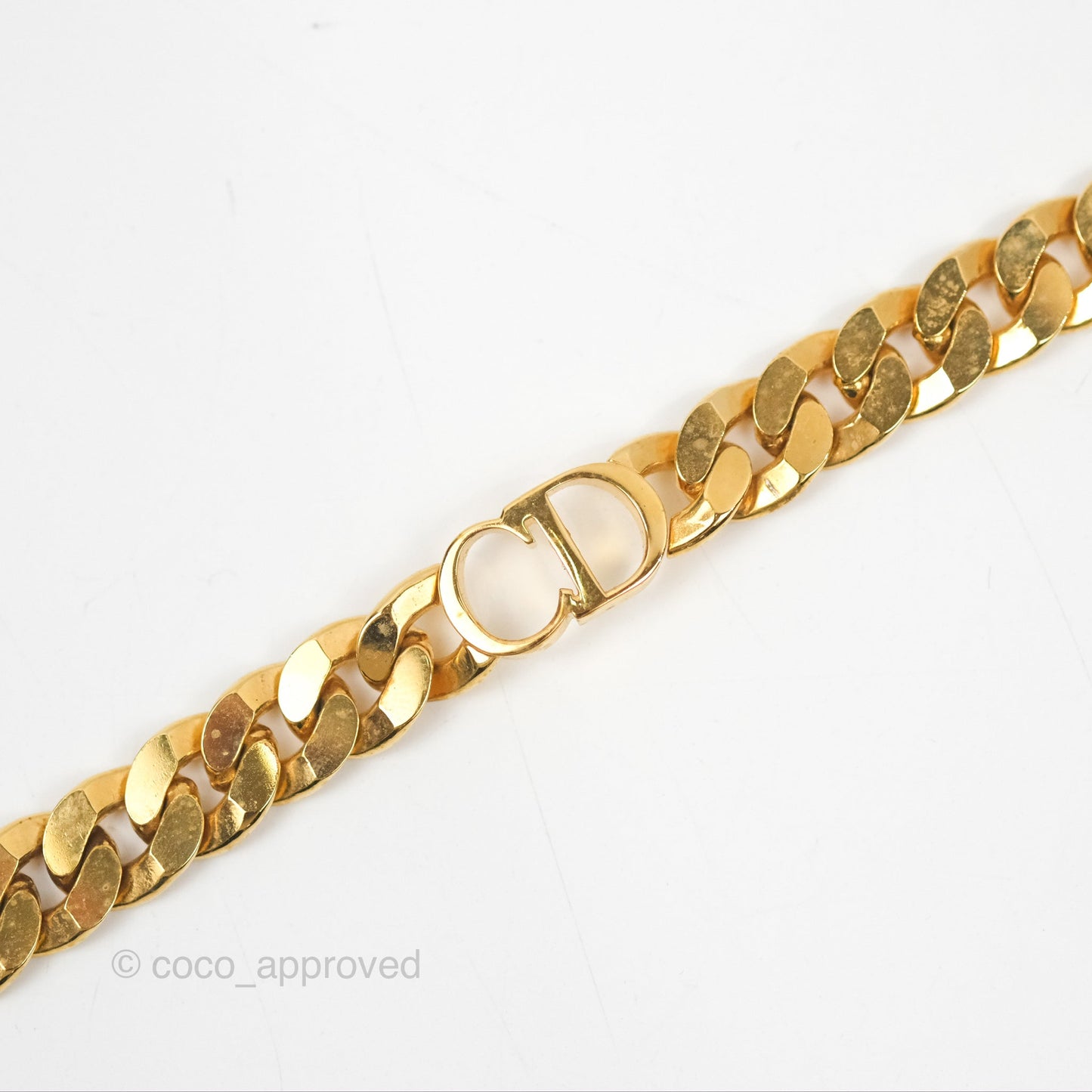 Christian Dior CD Chain Choker Necklace Gold Tone