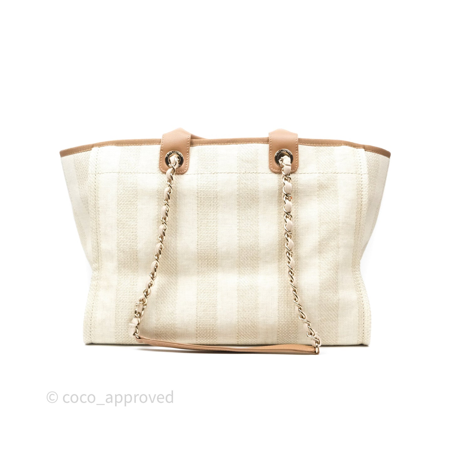 Chanel Large Deauville Beige Brown Tweed Gold Hardware