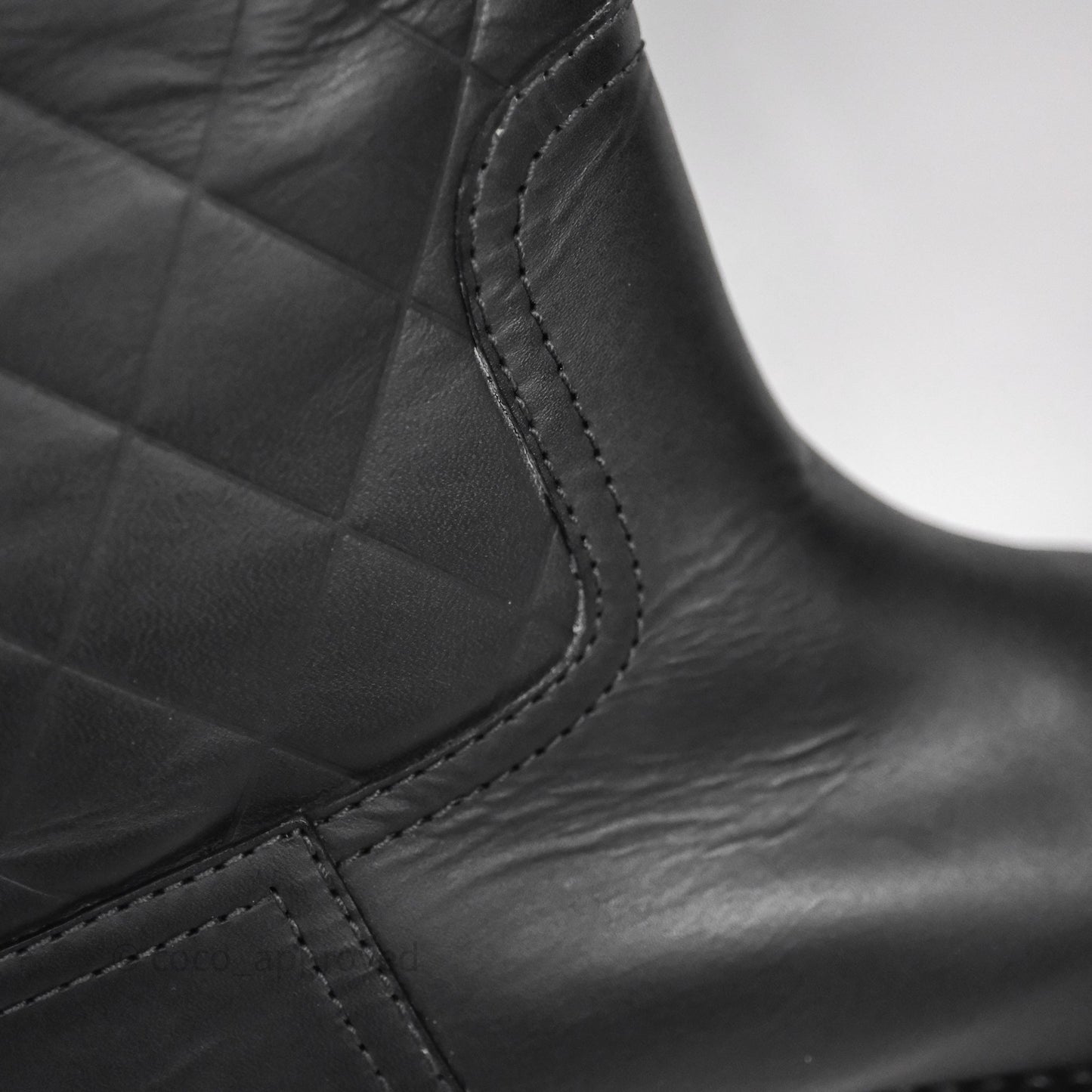 Chanel CC Quilted Knee High Boots Black Calfskin