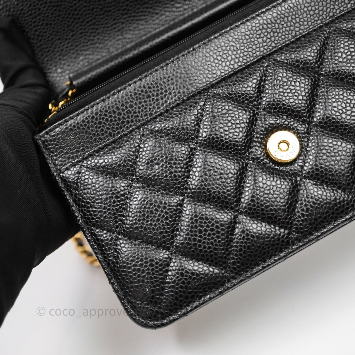 Chanel Quilted WOC Black Caviar Gold Hardware