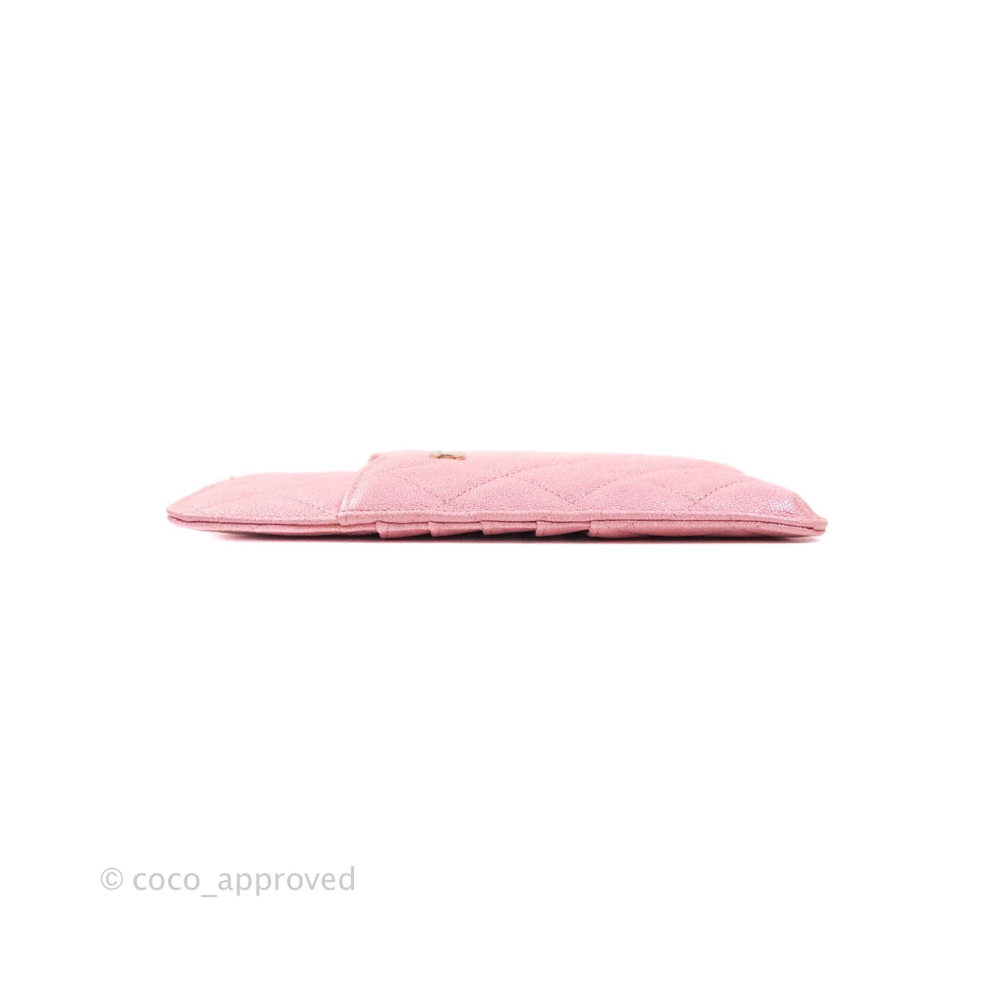 Chanel Classic Flat Iridescent Pink Caviar Wallet Pouch Gold Hardware 19S