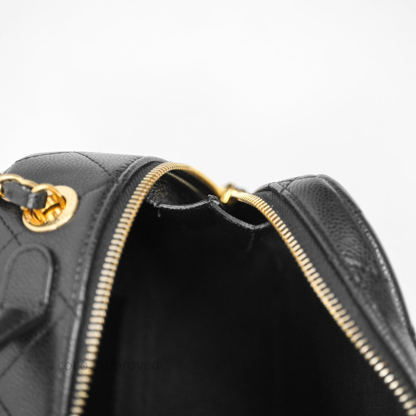 Chanel CC Top Handle Vanity Case Black Caviar Gold Hardware 23P