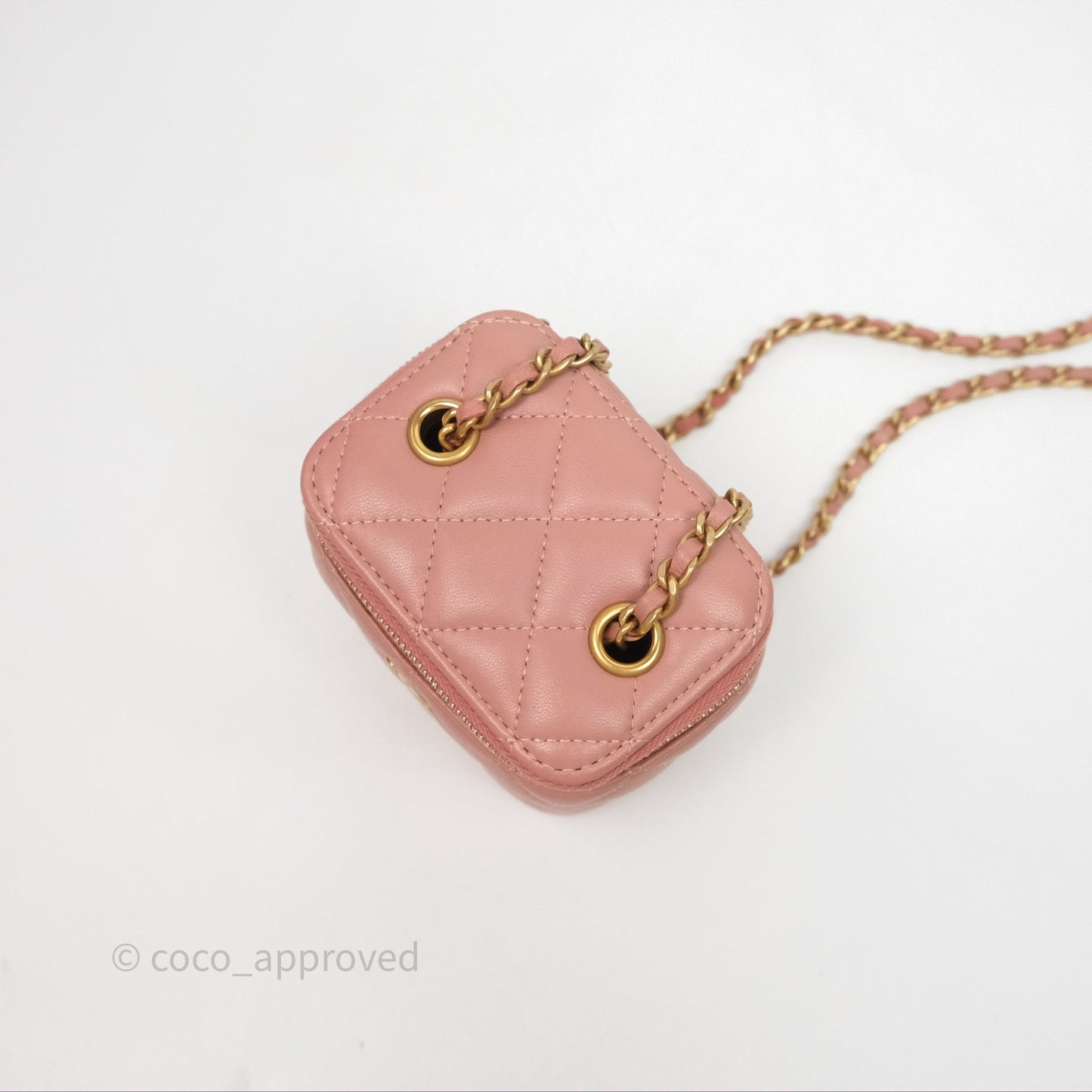 Chanel Mini Pearl Crush Vanity With Chain Pink Gold Hardware