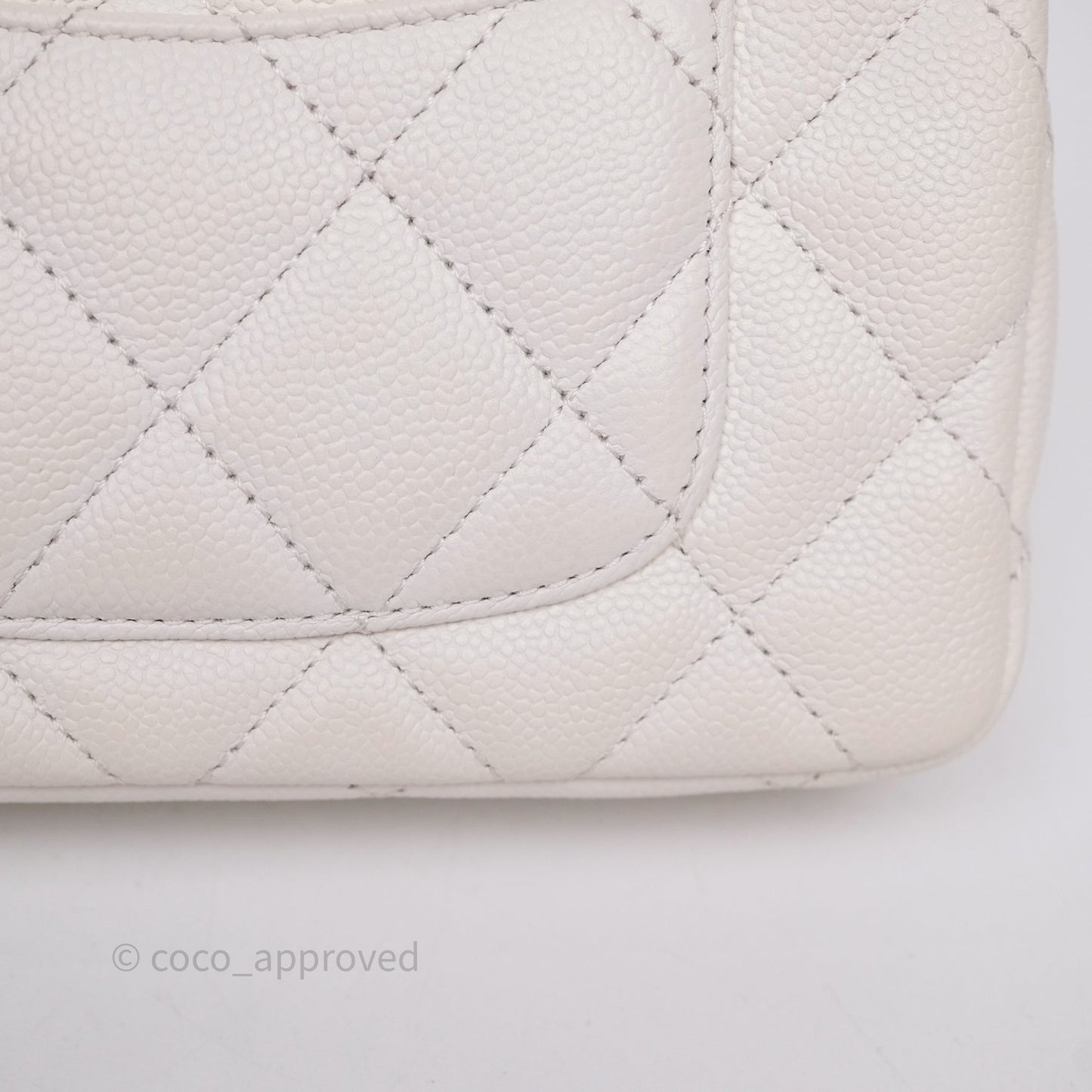 Chanel Heart Crush Mini Flap Bag White Caviar Aged Gold Hardware