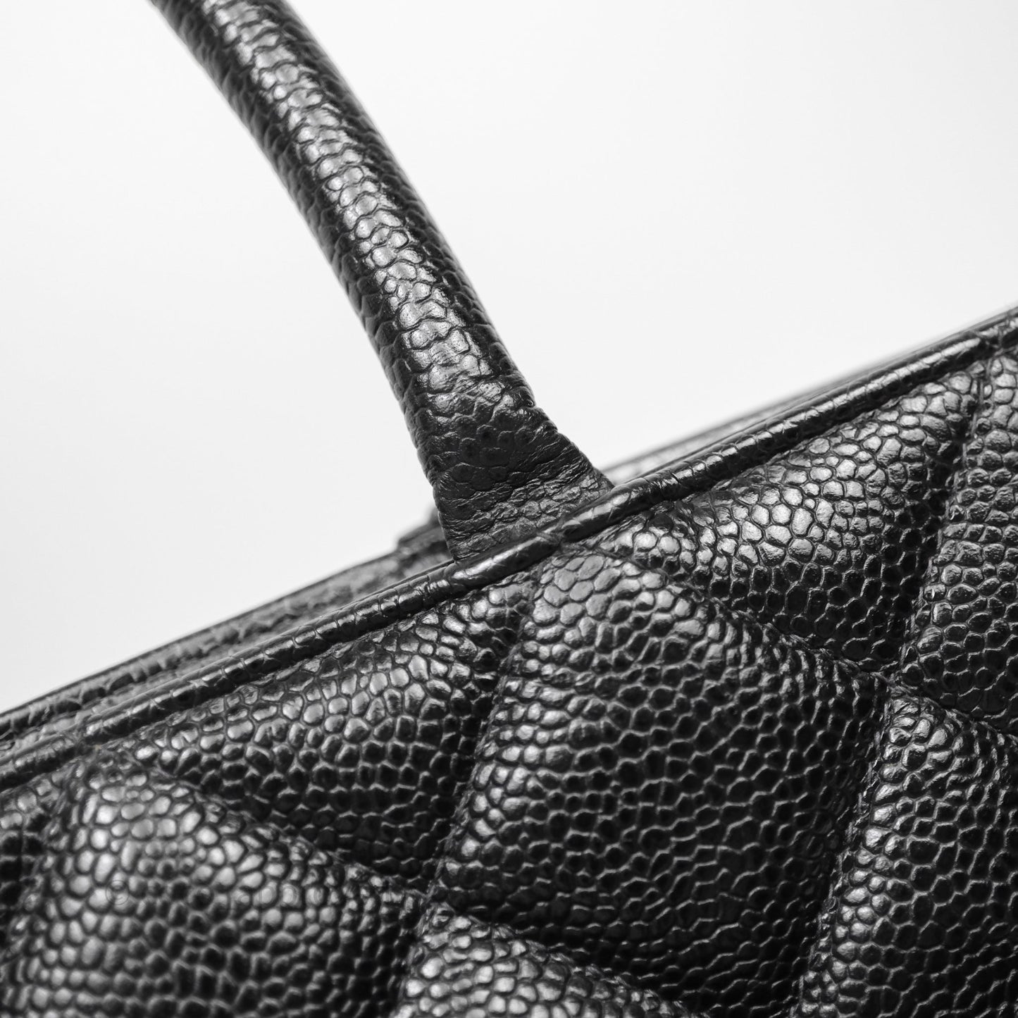 Chanel Vintage Medallion CC Tote Bag Black Caviar Gold Hardware