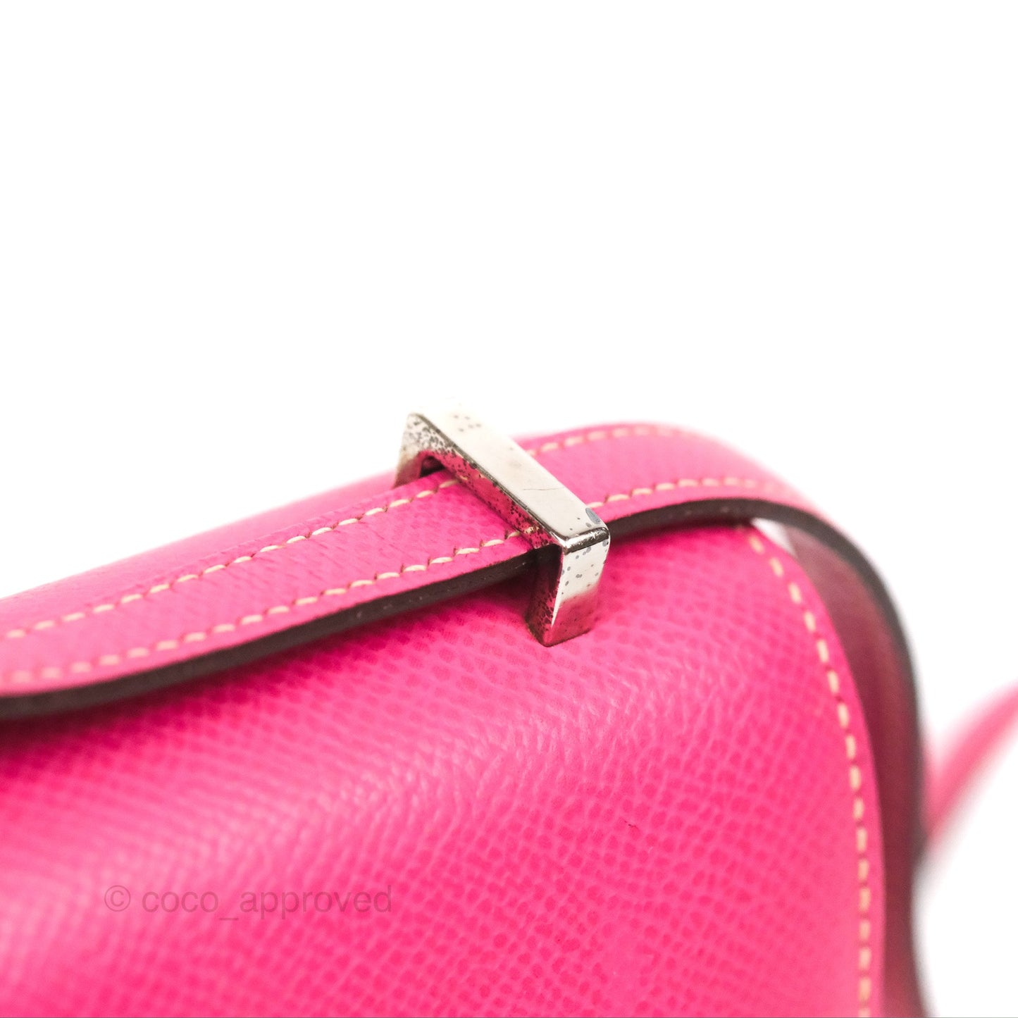 Hermès Constance Mini 18cm Rose Tyrien Epsom Palladium Hardware