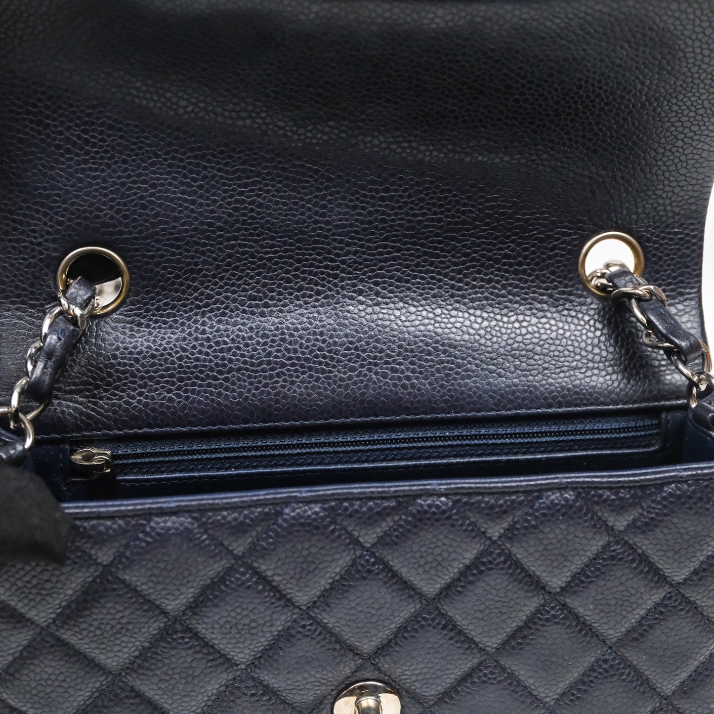 Chanel Mini Rectangular Quilted Dark Navy Caviar Silver Hardware