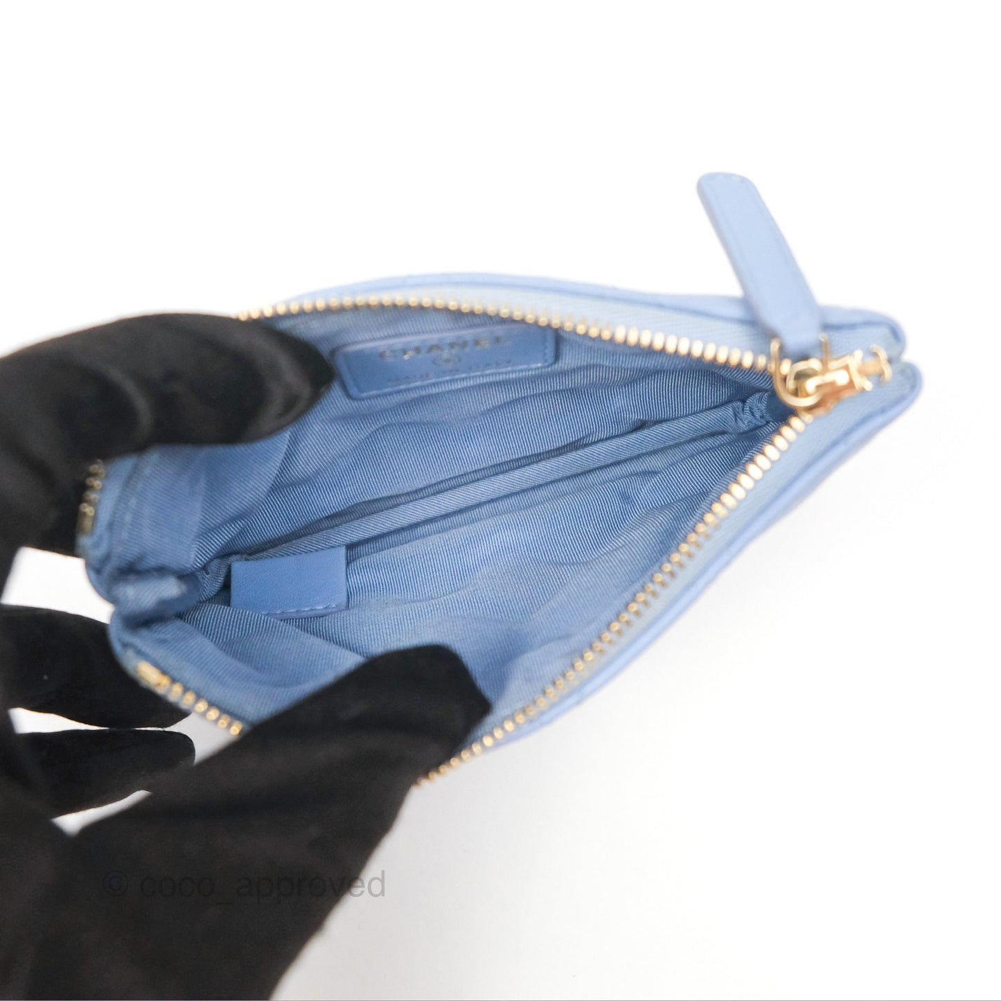 Chanel Quilted Mini O Case Blue Lambskin Gold Hardware