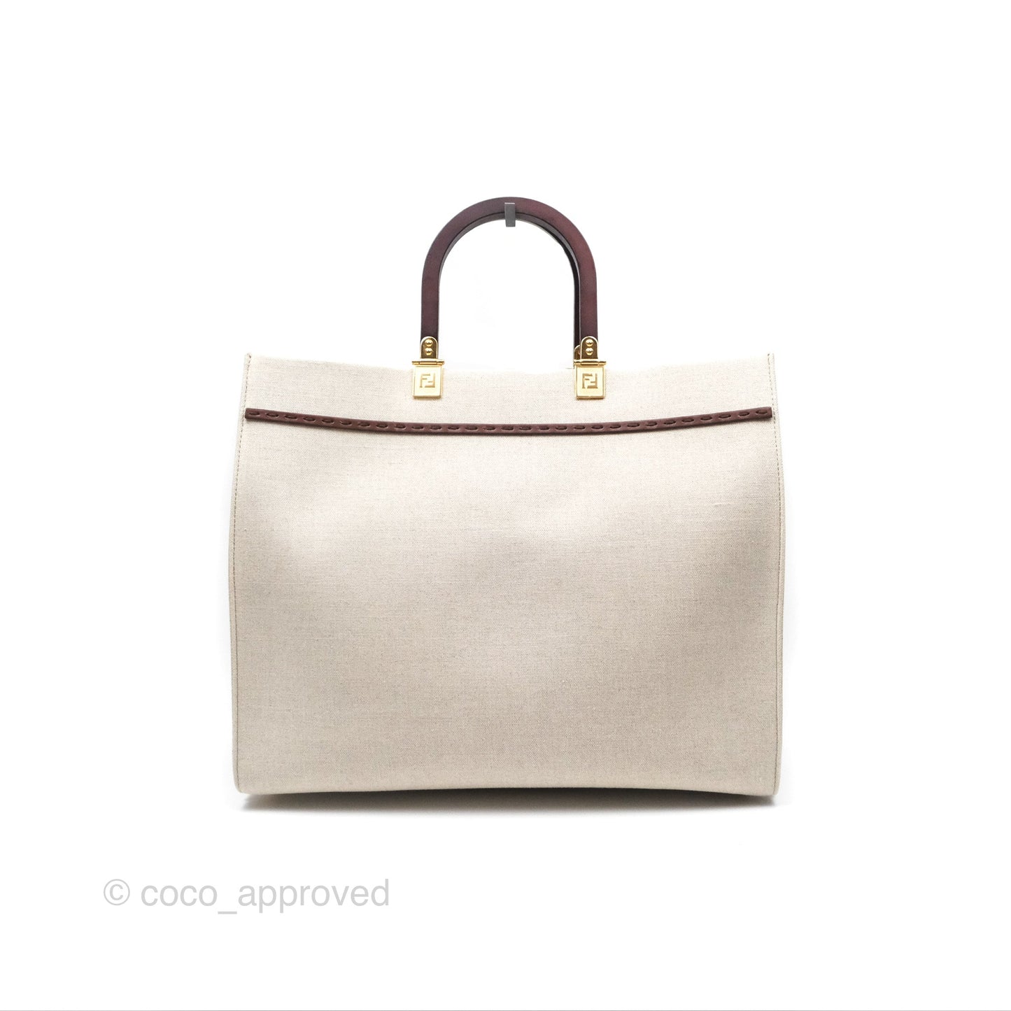 Fendi Sunshine Medium Tote Beige Fabric