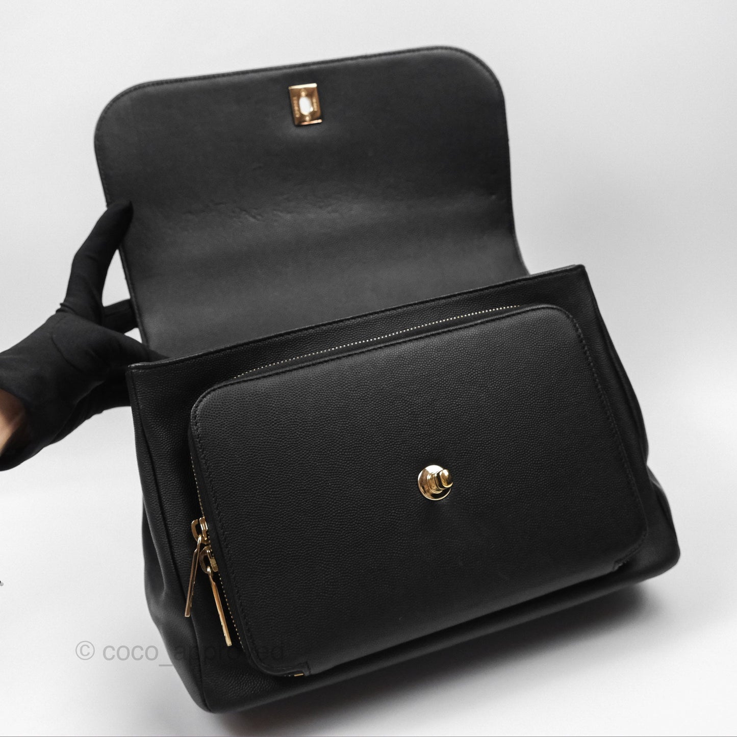 Chanel Quilted Large Business Affinity Flap Black Caviar Gold Hardware