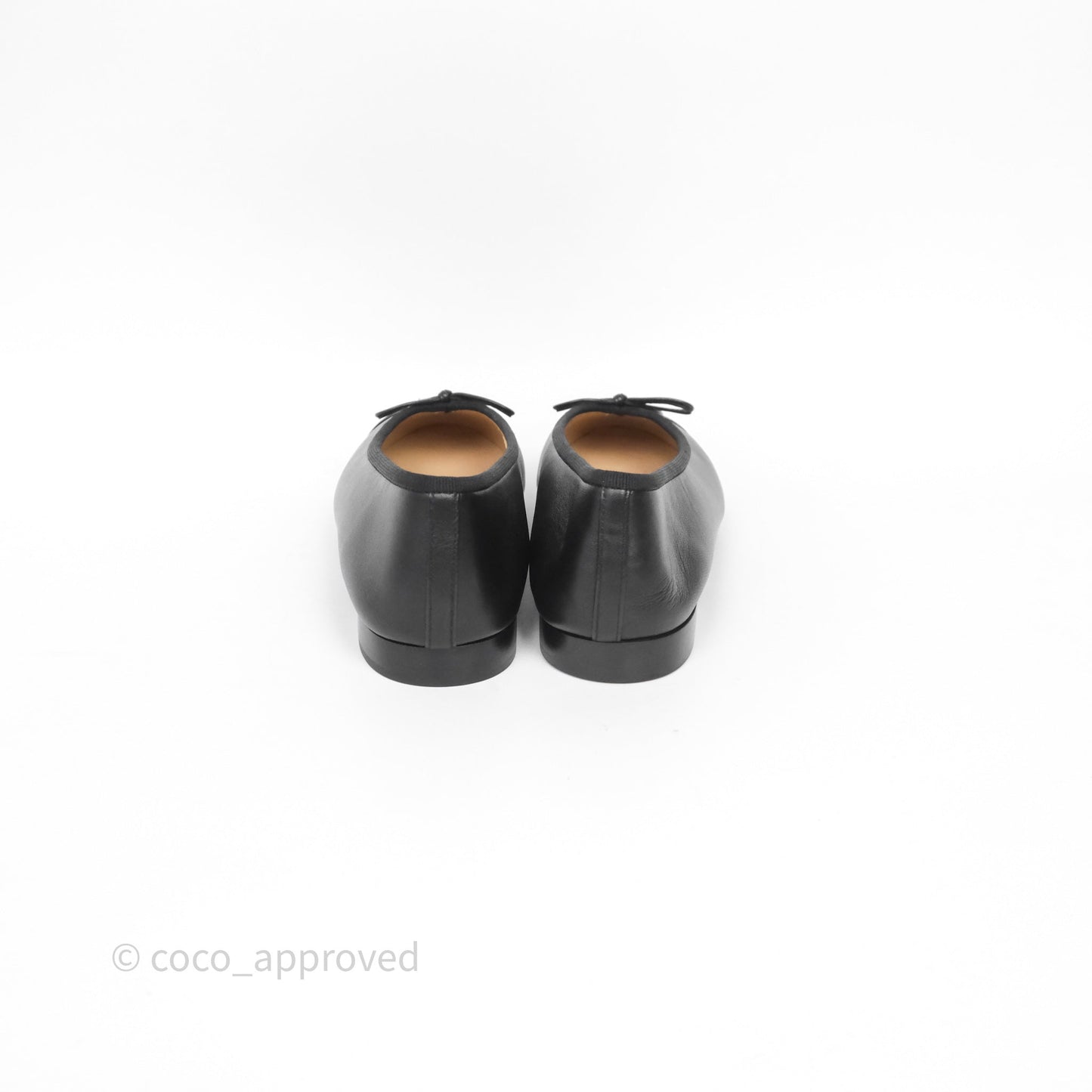 Chanel Calfskin Black Patent Cap-Toe Ballet Flats Size 37