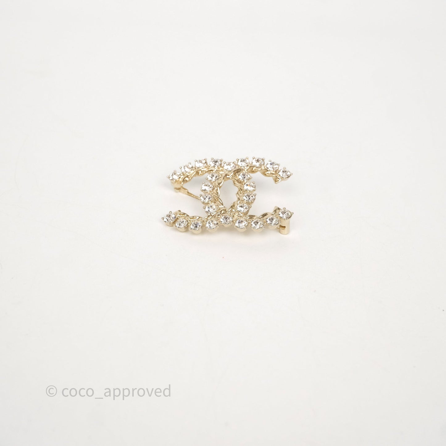 Chanel Crystal CC Brooch Gold Tone 21C