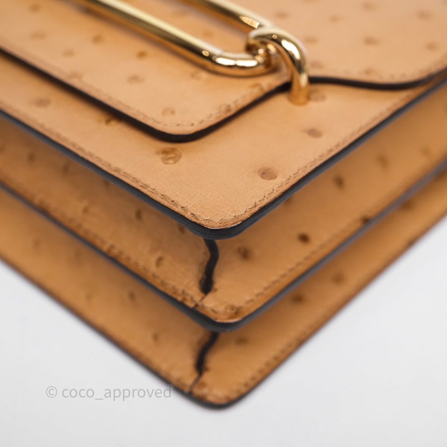 Hermès Roulis Mini 18 Chai 0M Ostich Gold Hardware