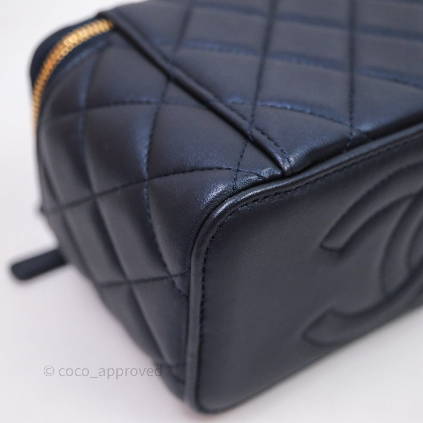 Chanel Top Handle Vanity Irdescent Navy Lambskin Gold Hardware