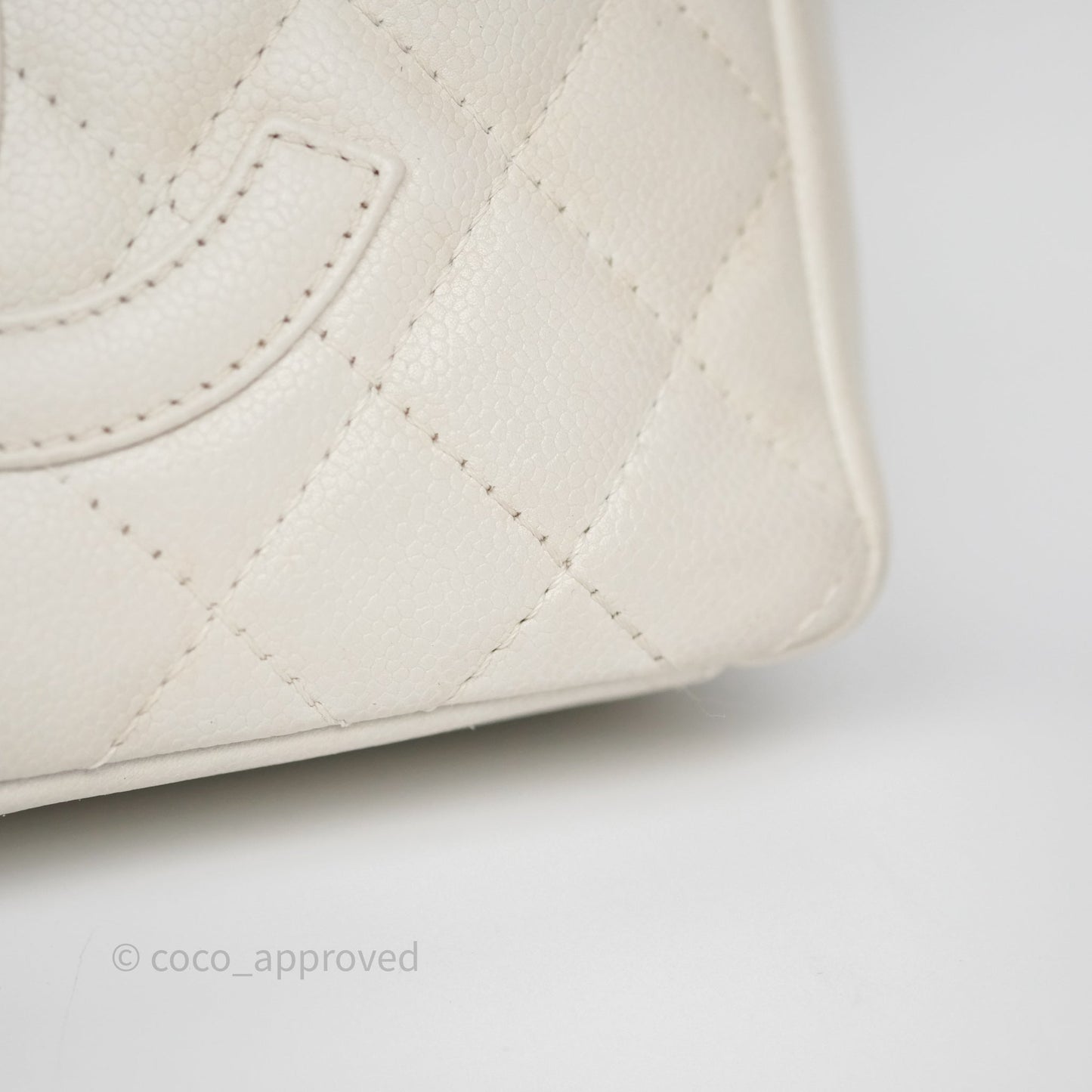 Chanel Vertical GST White Caviar Silver Hardware