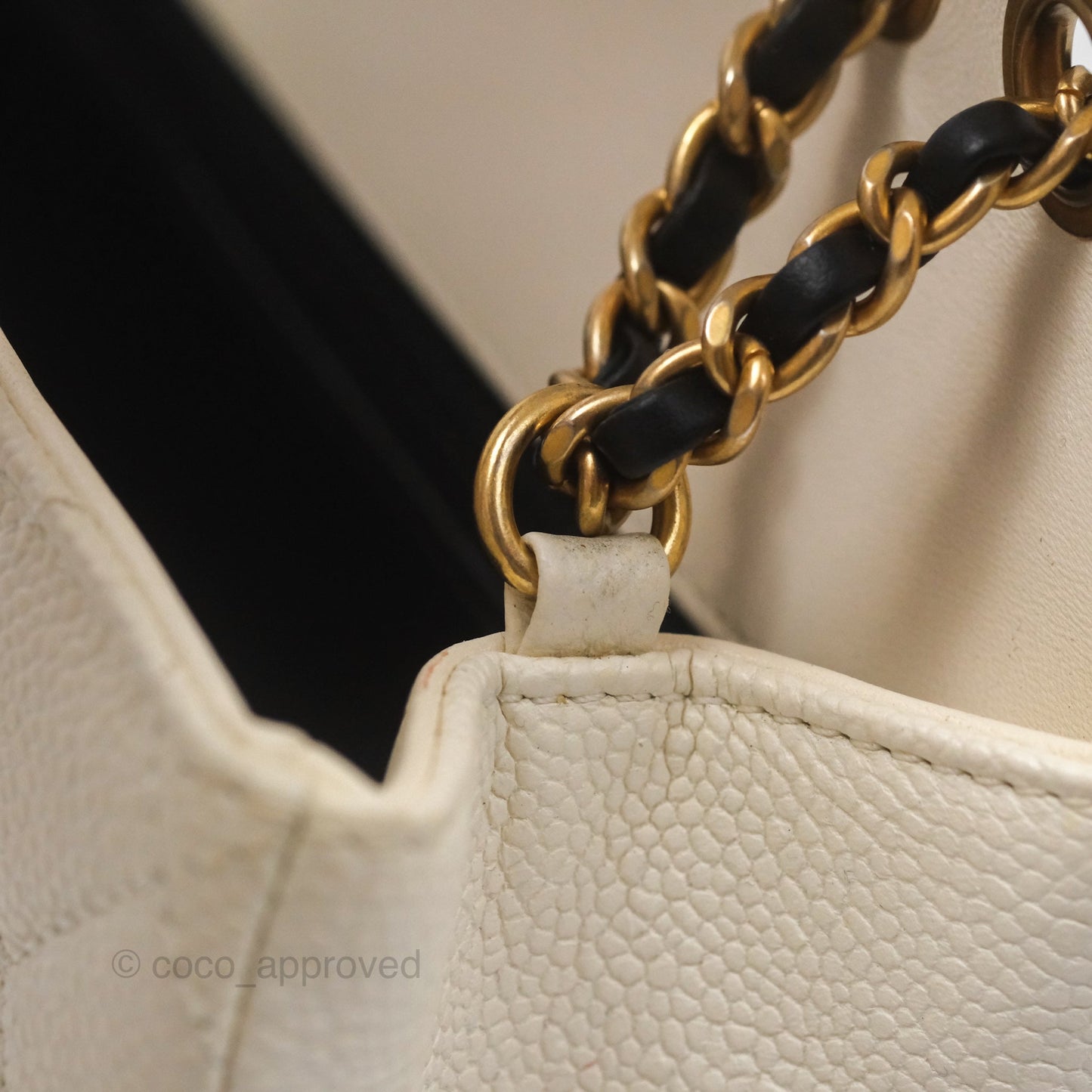 Chanel Small CC Filigree Flap Quilted Ivory Caviar
