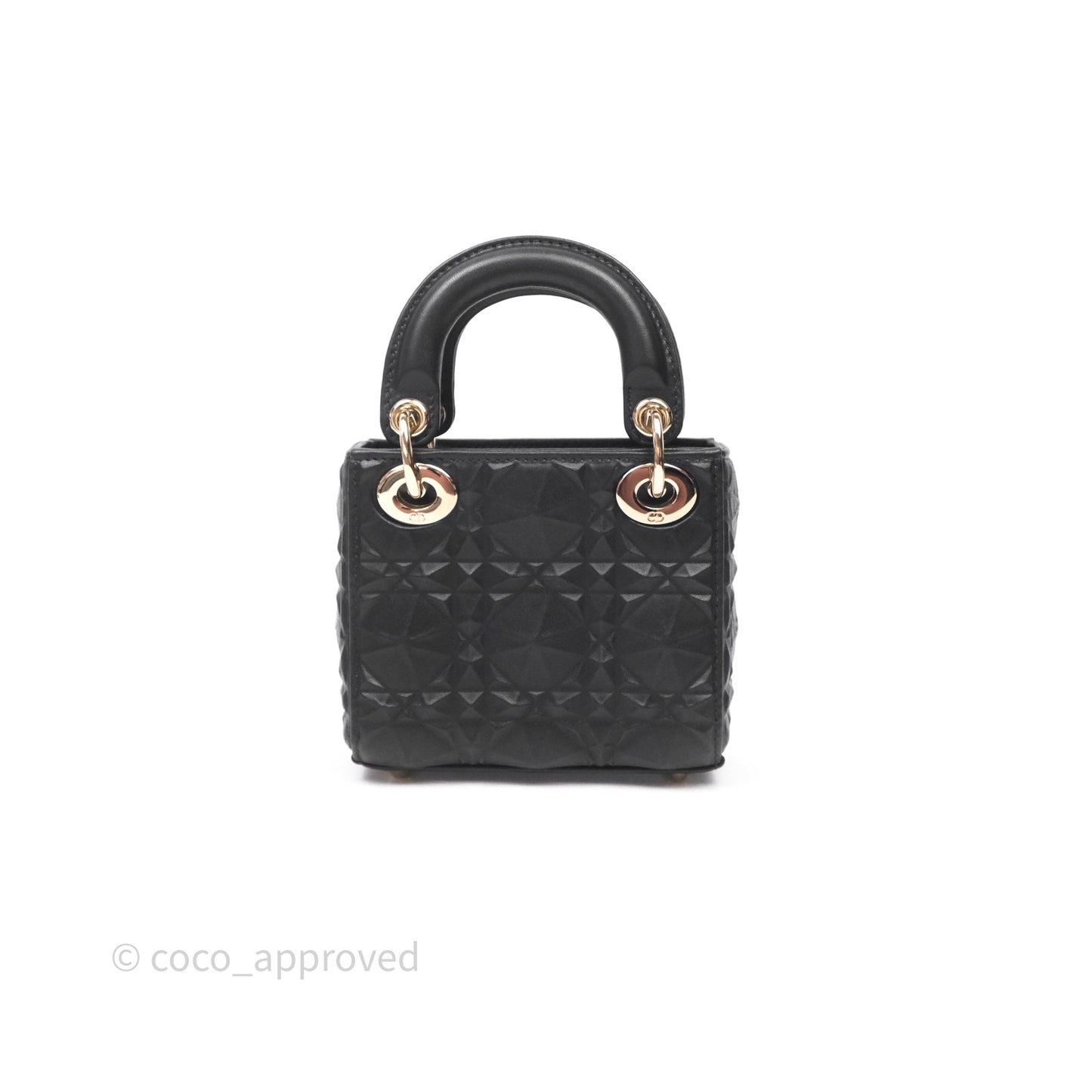 Dior Mirco Lady Dior Black Cannage Calfskin with Diamond Motif Gold Hardware