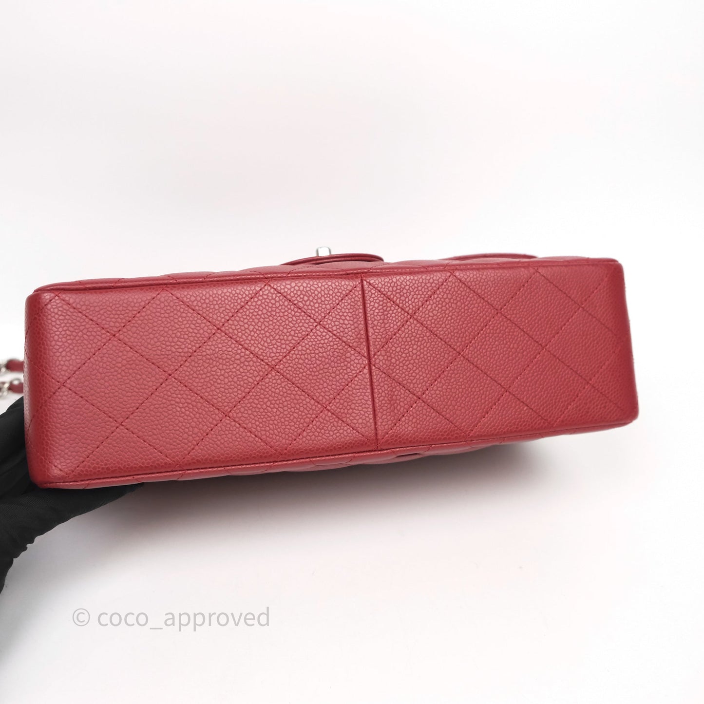 Chanel Jumbo Single Flap Dark Red Caviar Silver Hardware⁣⁣