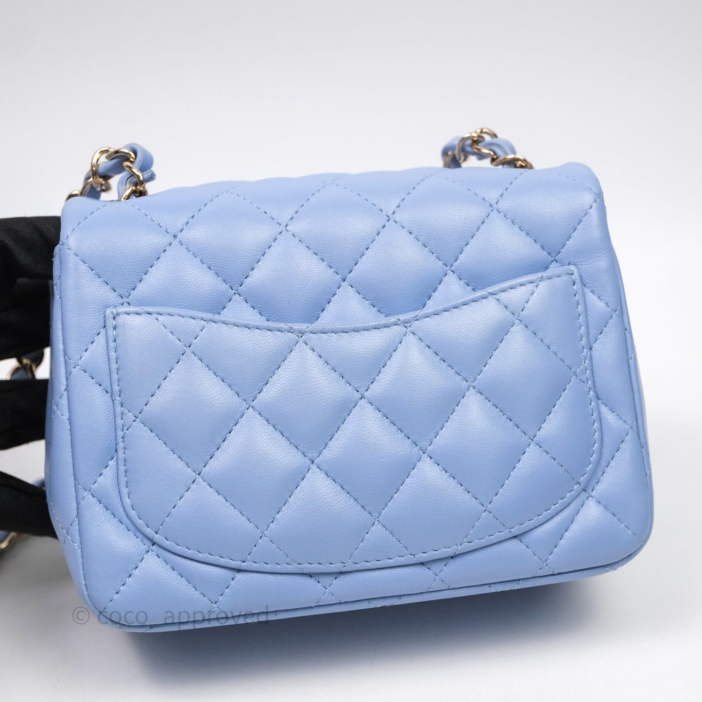 Chanel Mini Square Quilted Sky Blue Lambskin Gold Hardware