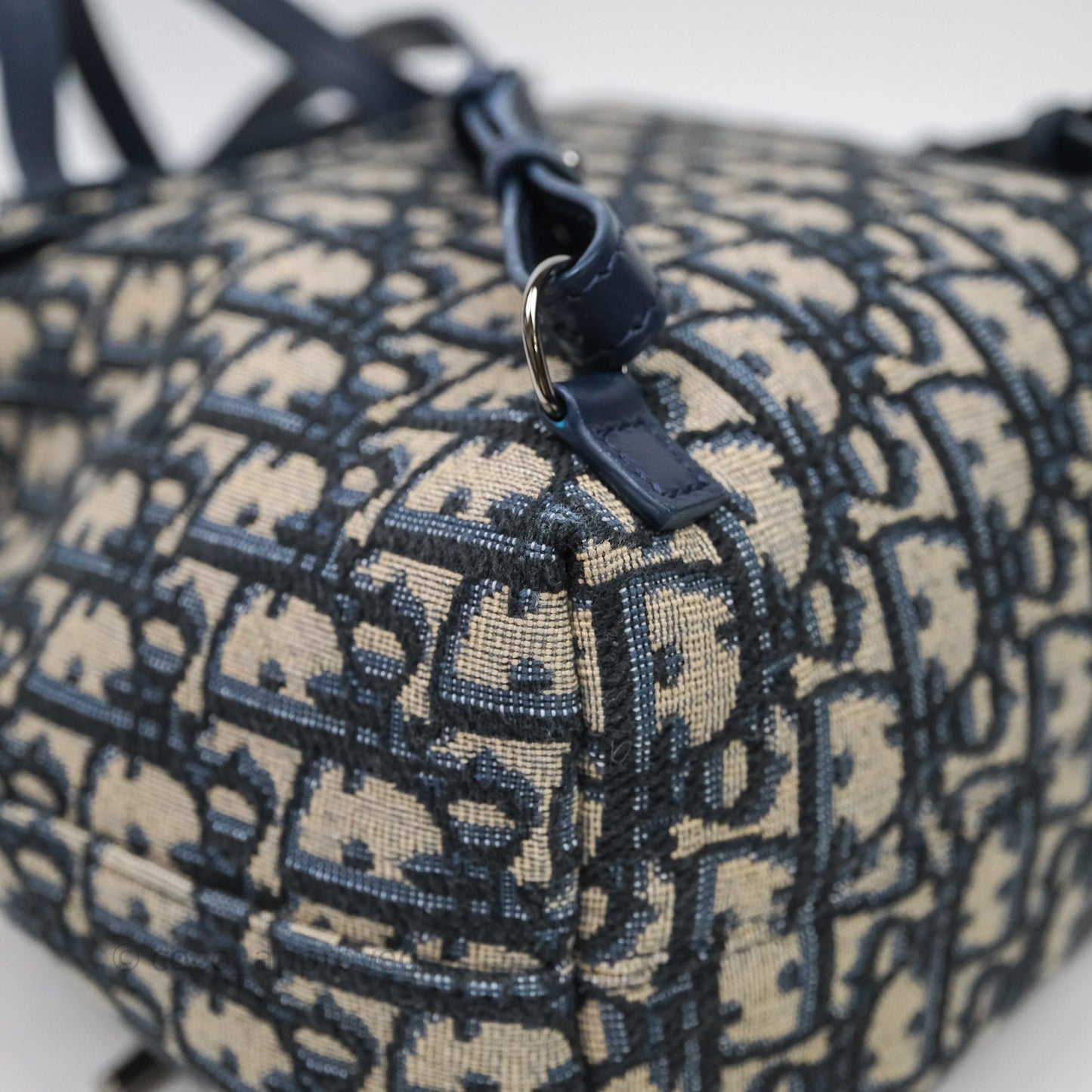 Christian Dior Mini Backpack Oblique Jacquard Beige and Blue