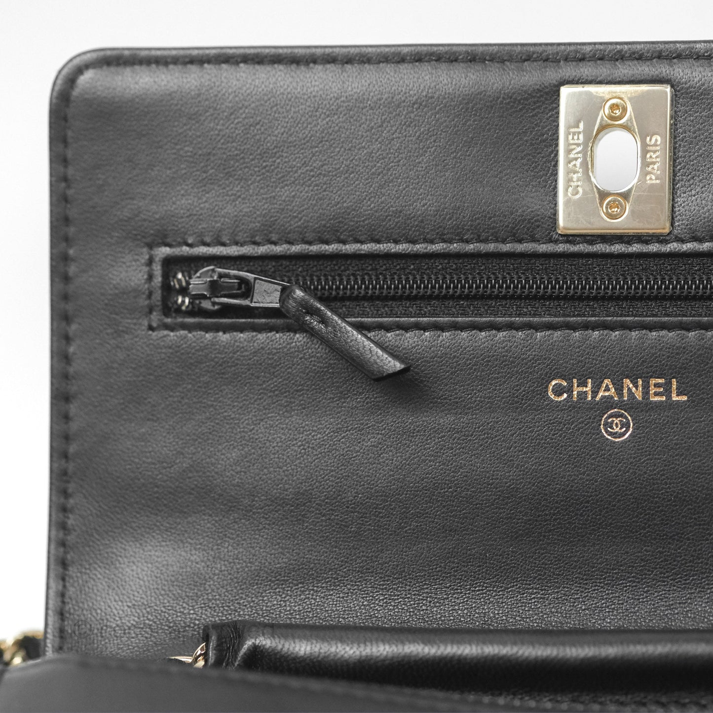 Chanel Wallet On Chain WOC Black Patent Lambskin Gold Hardware