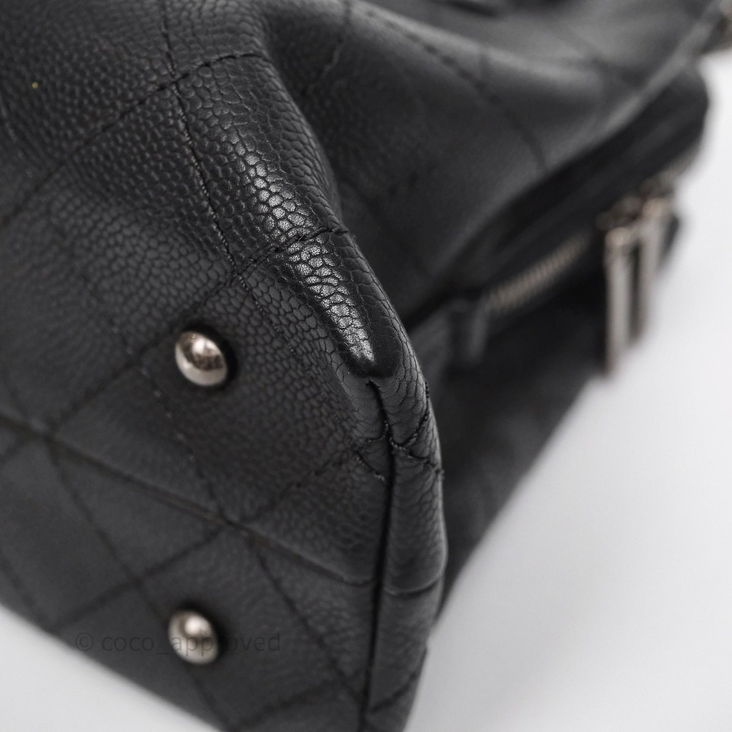 Chanel Quilted Shopping Tote Black Caviar Ruthenium Hardware