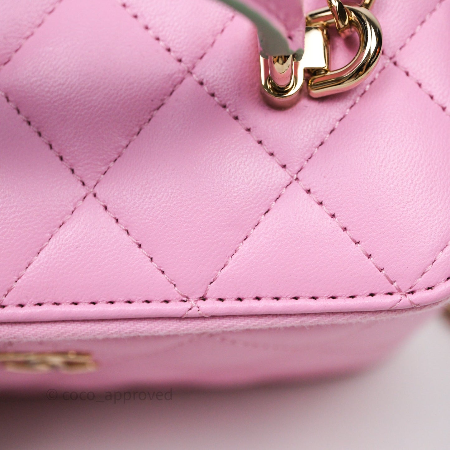 Chanel Vanity Rectangular Top Handle Pink Mint Green Lambskin Gold Hardware