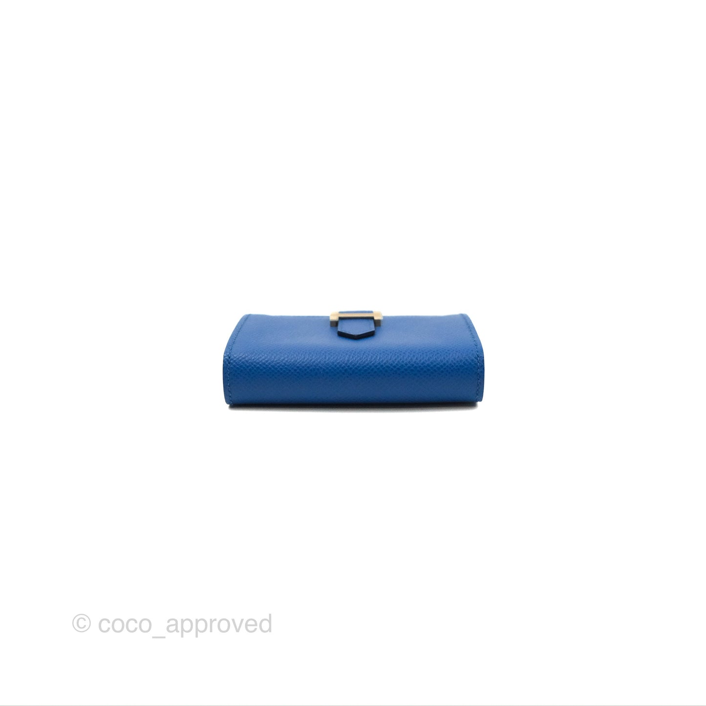 Hermes Bearn Mini Wallet Epsom Bleu De Fance Gold Hardware