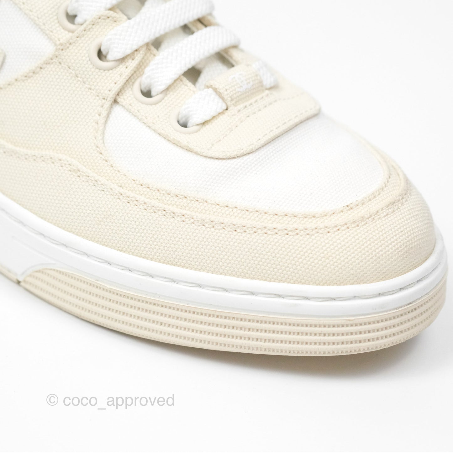 Chanel Ivory Beige White Sneakers Size 37.5
