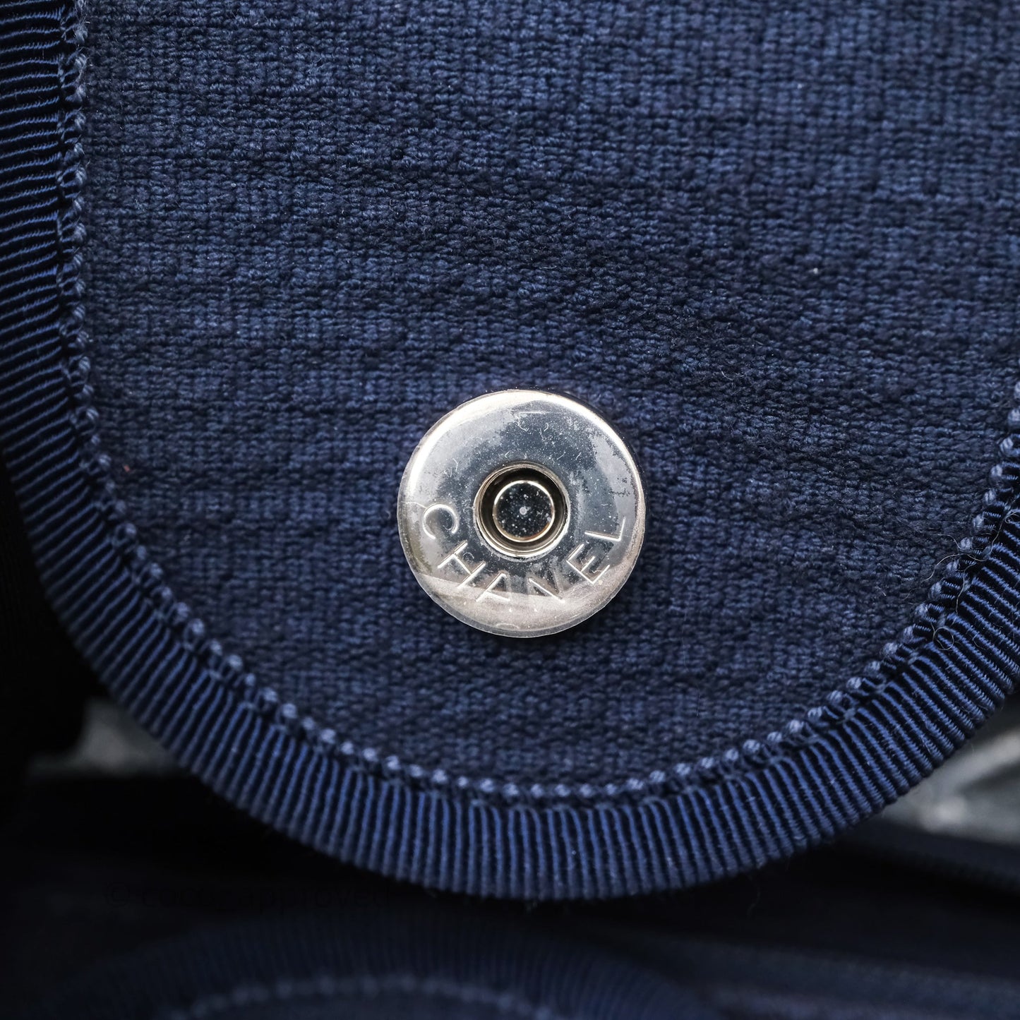 Chanel Large Deauville Navy Canvas Silver Hardware