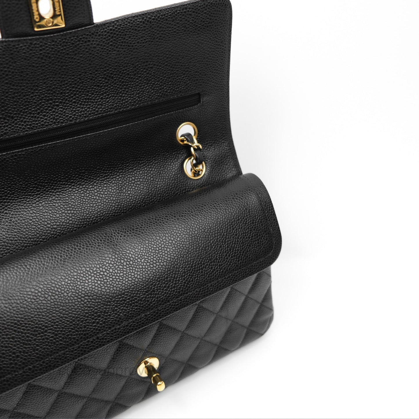Chanel Medium Classic Flap Quilted Black Caviar Gold Hardware