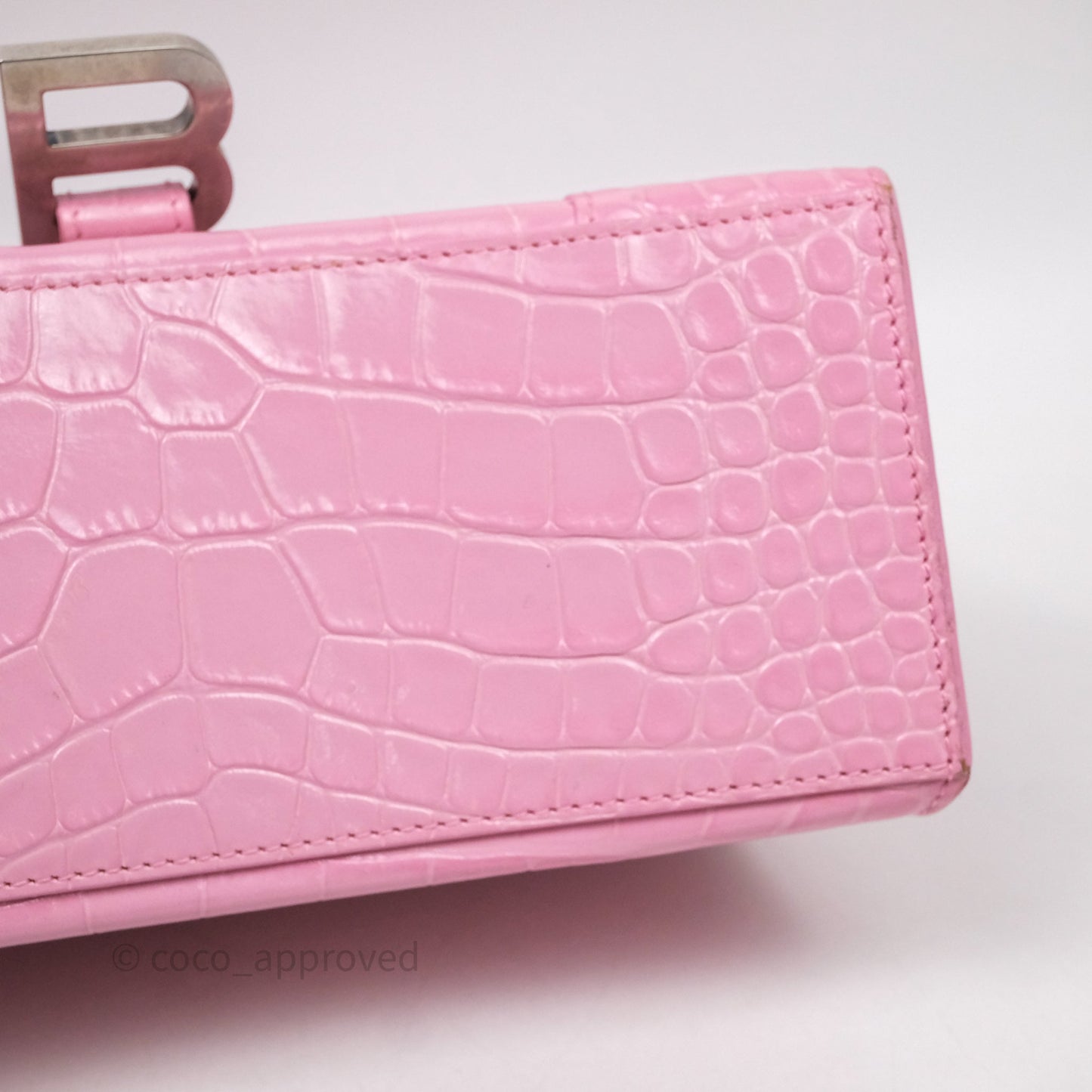Balenciaga Small Hourglass Embossed Bag Pink