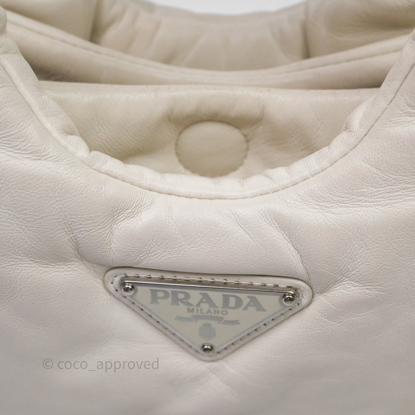 Prada Soft Tote Bag Ivory Silver Hardware