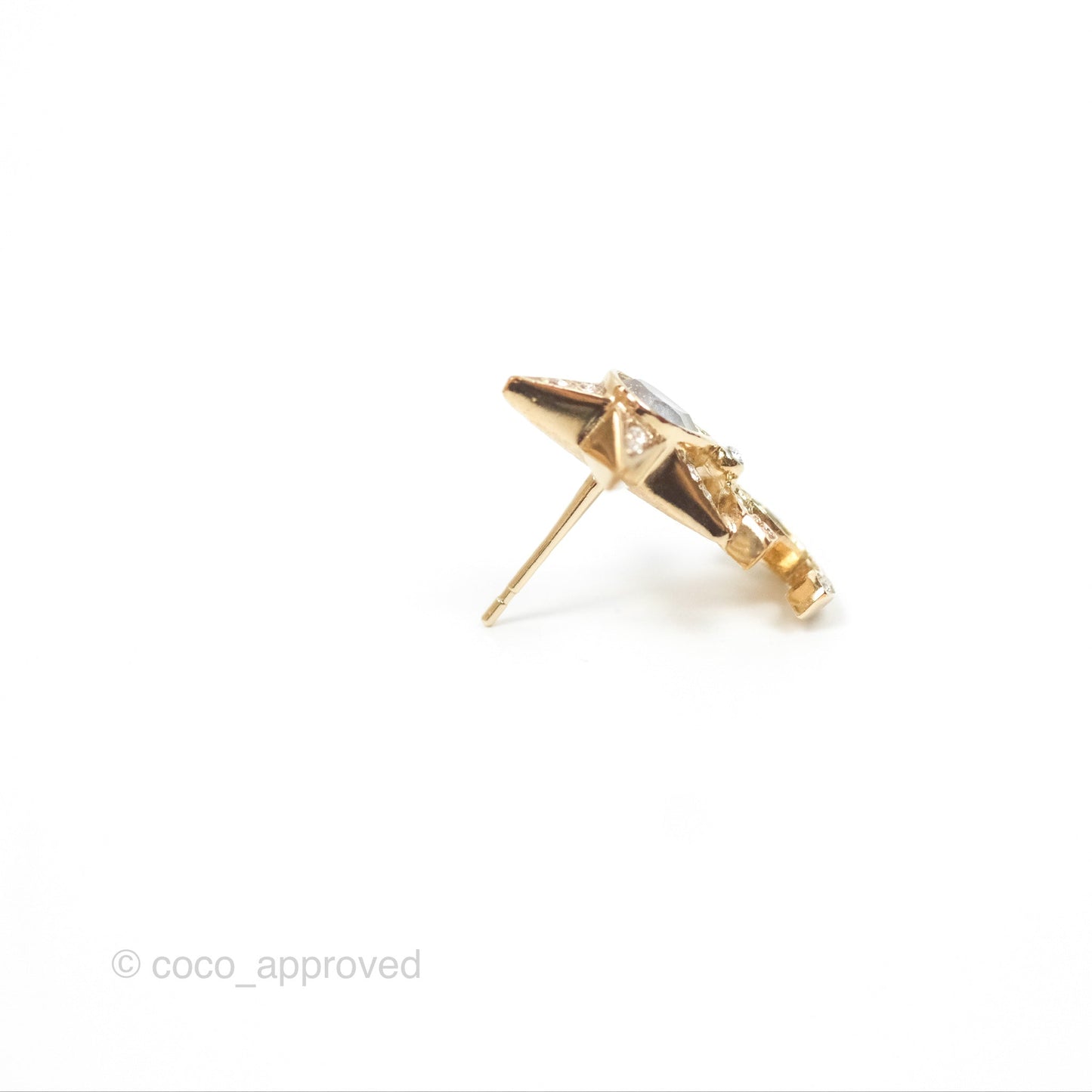 Chanel Crystal Star CC Earrings Gold Tone 23P