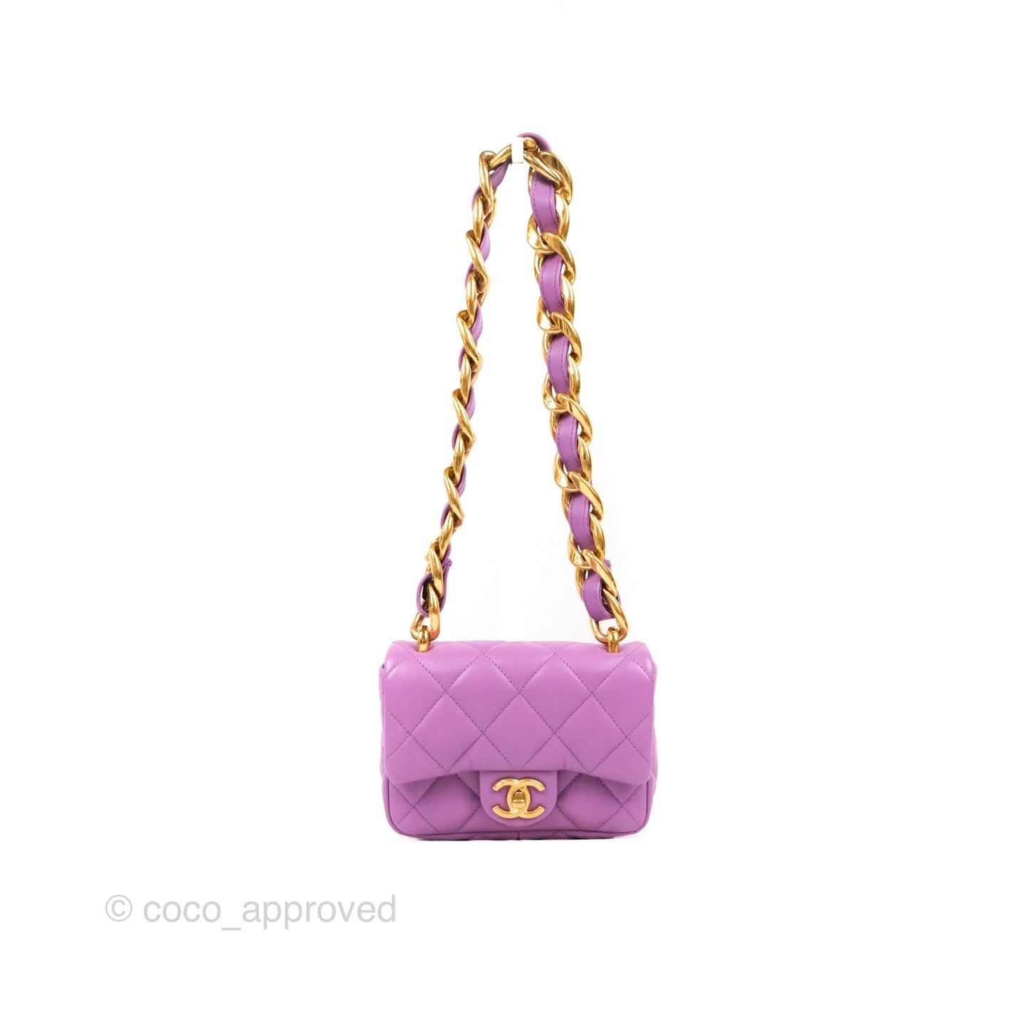 Chanel Quilted Mini CC Funky Town Flap Purple Lambskin Gold Hardware