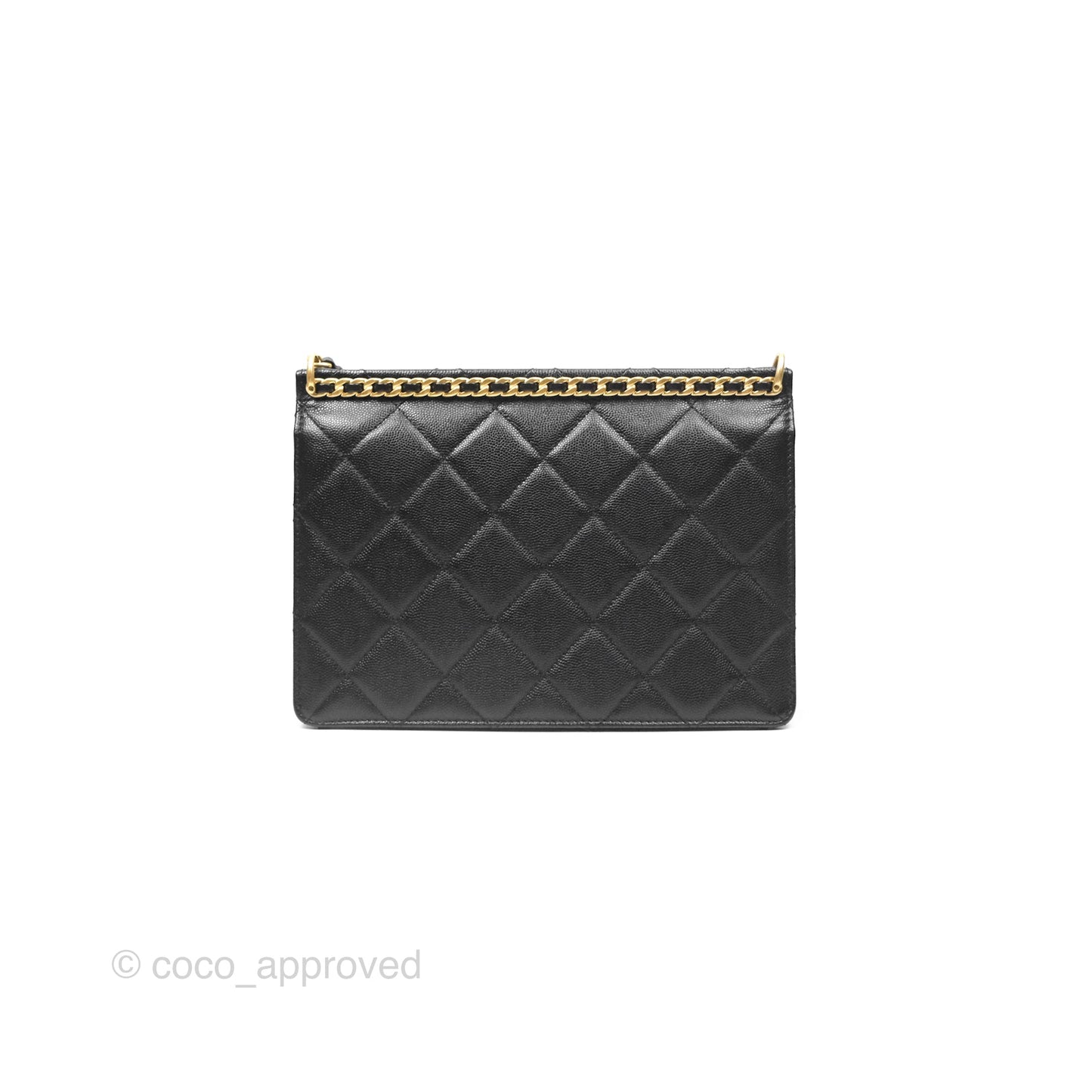 Chanel Chain Flap Bag Black Caviar Aged Gold Hardware 23A