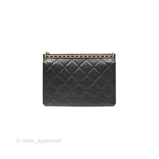 Chanel Chain Flap Bag Black Caviar Aged Gold Hardware 23A